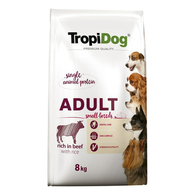 Hundefutter Tropi Dog Premium Adult Small Erwachsener Rindfleisch Reise 8 Kg