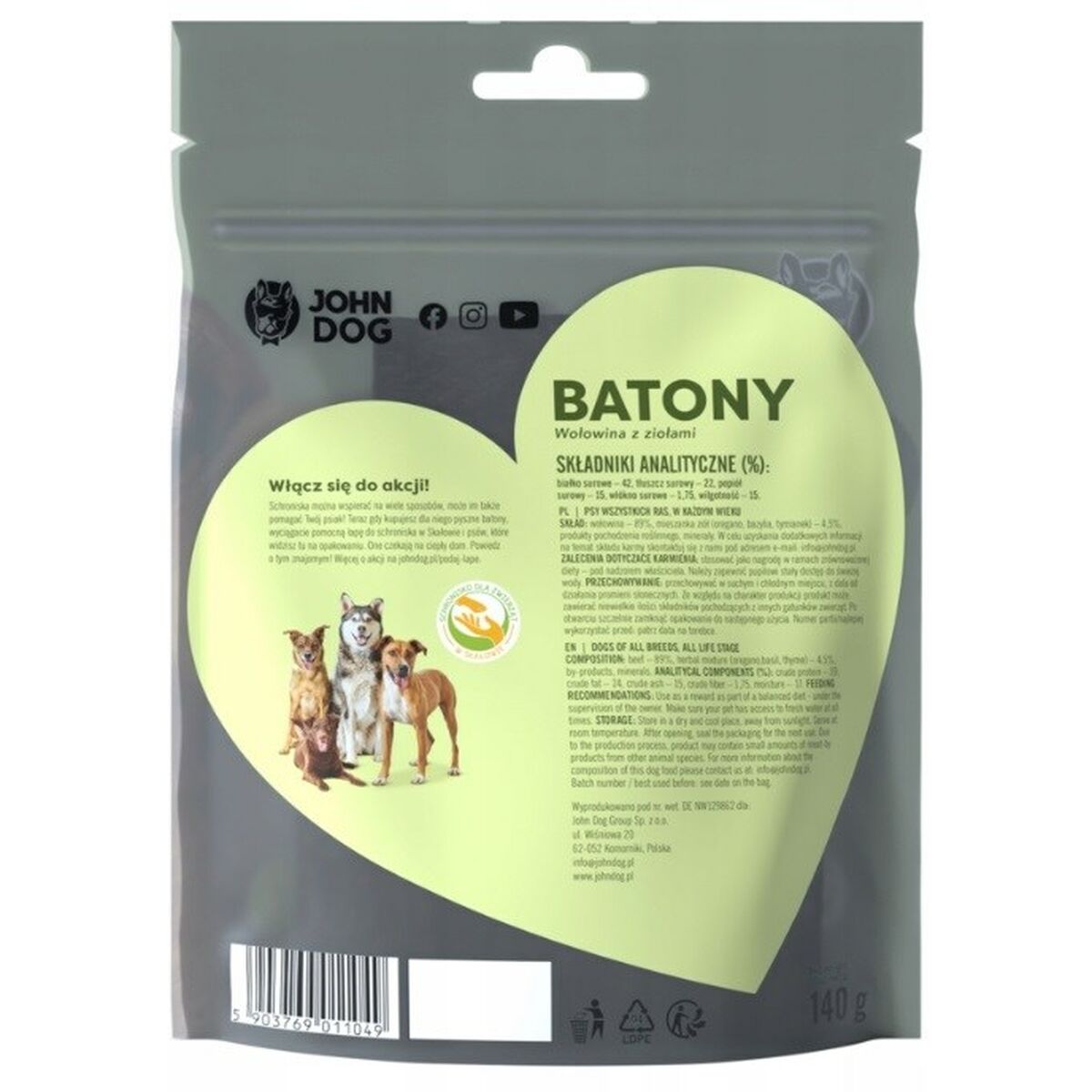 Hundefutter John Dog Rindfleisch 140 G
