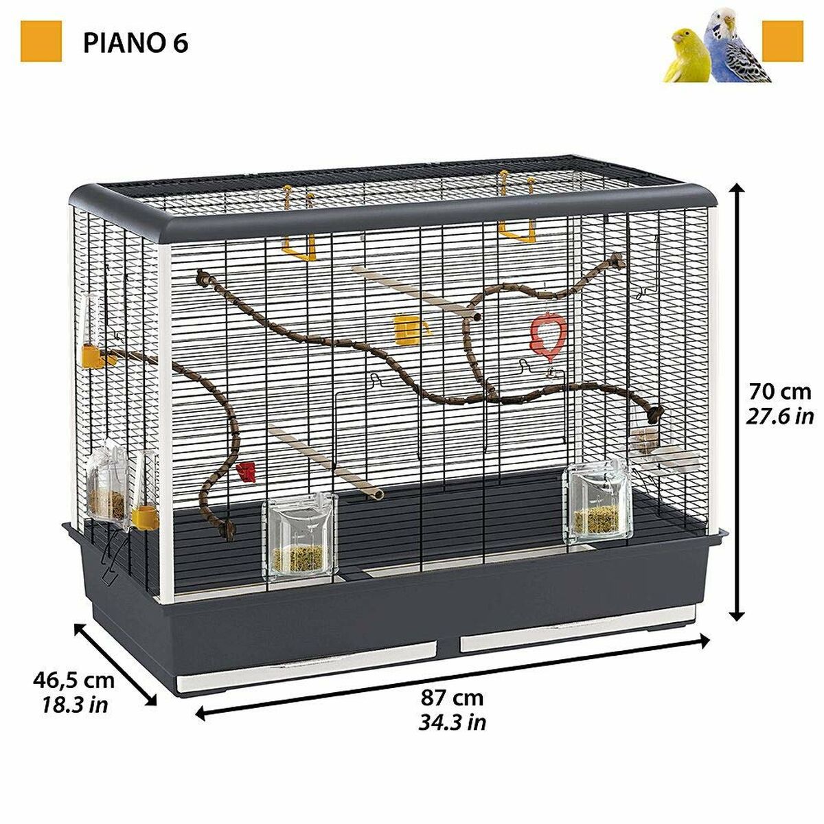 Ferplast Vogelkäfig Ferplast Piano 6 Weiß 7 X 7 X 6,5 Cm 46,5 X 70 X 87 Cm