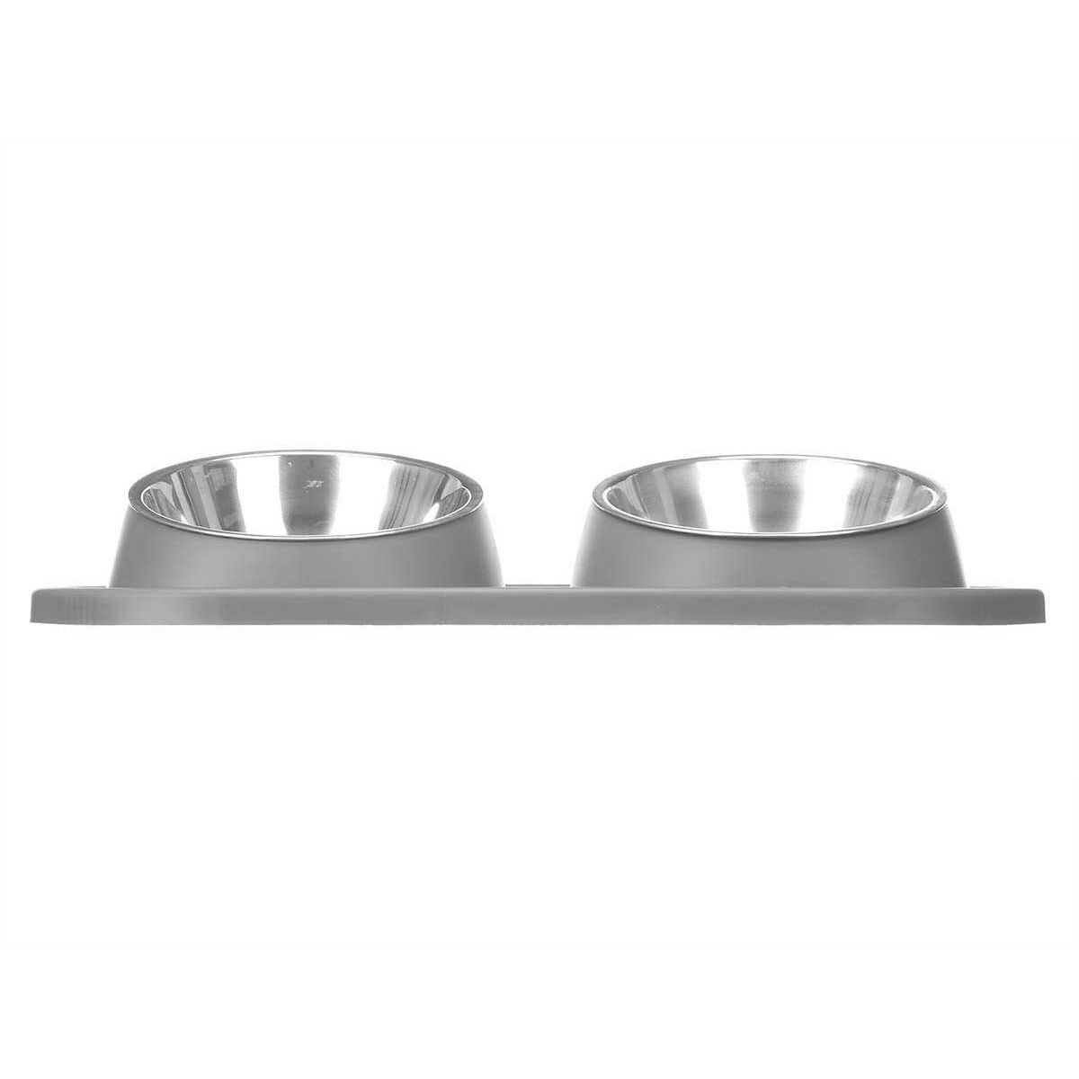 Mascow Futternapf Für Haustiere Grau Metall 40 X 8,5 X 22 Cm Double (12 Stück)