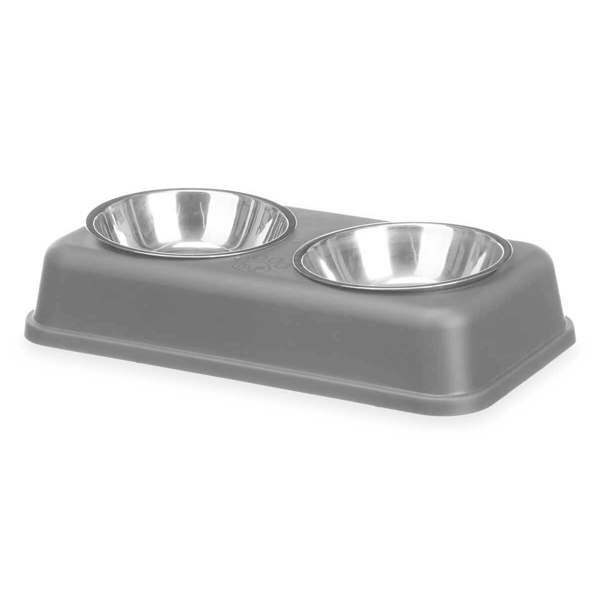 Mascow Futternapf Für Haustiere Grau Metall 35 X 7,5 X 19 Cm Double (12 Stück)