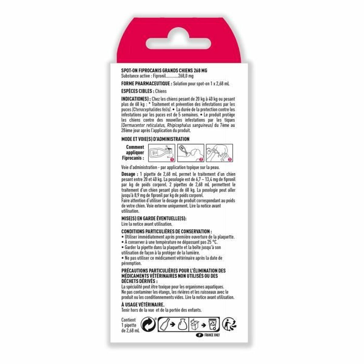 Antiparasiten Vetocanis Fipronil Hund Groß 20-40 Kg