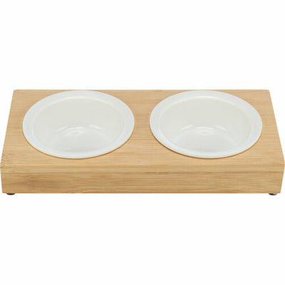 Trixie Futternapf Für Hunde Trixie Weiß Natürlich Aus Keramik Bambus Ø 12 Cm 2 X 250 Ml 30 × 5 × 14 Cm