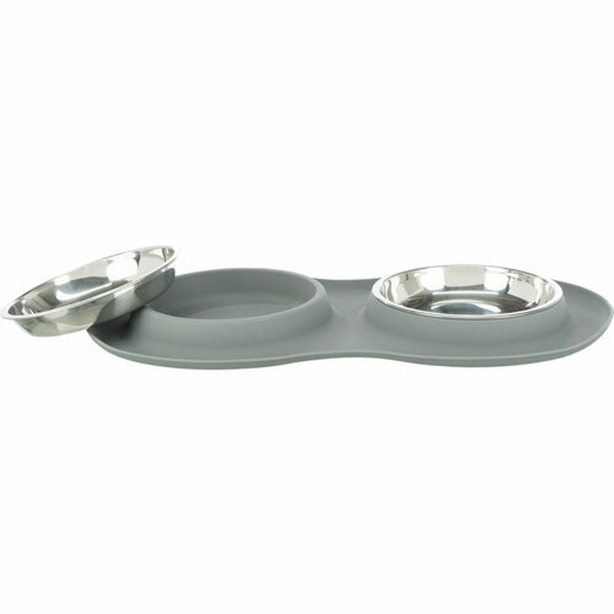 Trixie Futternapf Für Hunde Trixie Grau Edelstahl Ø 16 Cm Double 2 × 0,3 L 47 × 3 × 26 Cm