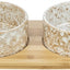 Trixie Set Futternapf / Wassernapf Keramik / Bambus Weiss / Natur