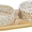Trixie Set Futternapf / Wassernapf Keramik / Bambus Weiss / Natur