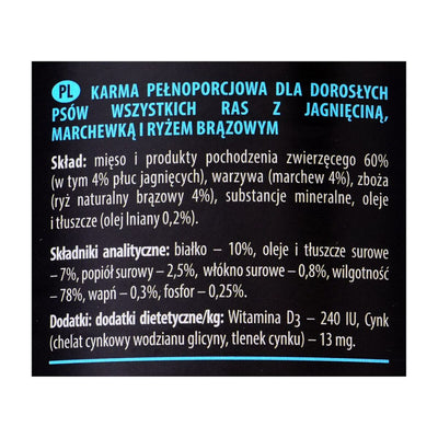 Nassfutter Dolina Noteci Piper Animals Lamm Reise Mohrrübe 800 G
