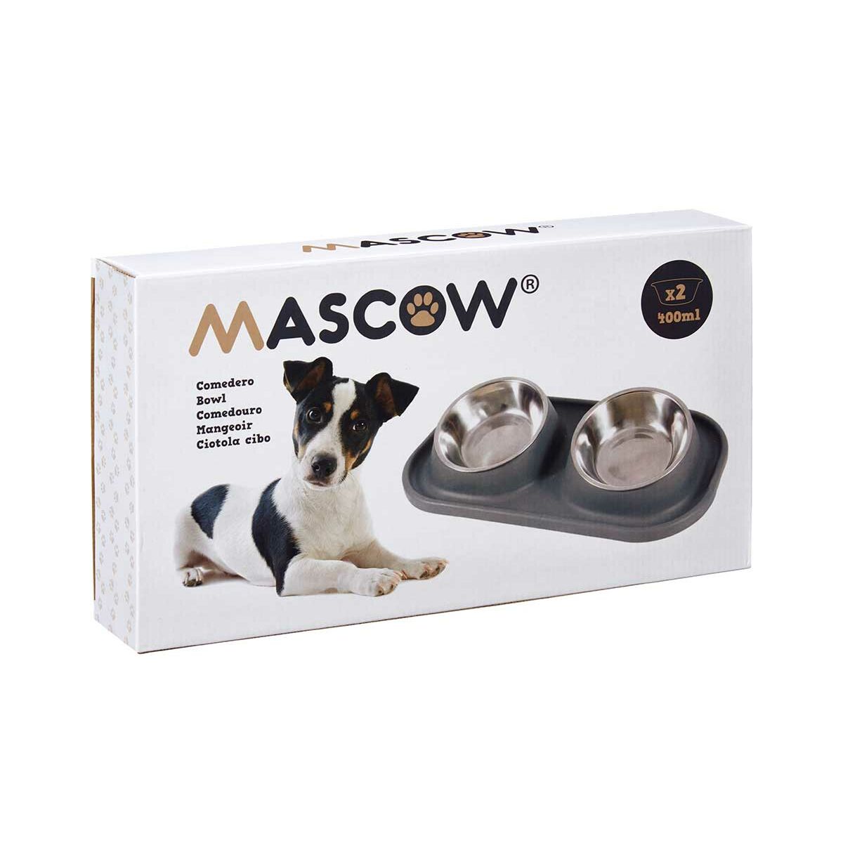 Mascow Futternapf Für Haustiere Grau Metall 40 X 8,5 X 22 Cm Double (12 Stück)